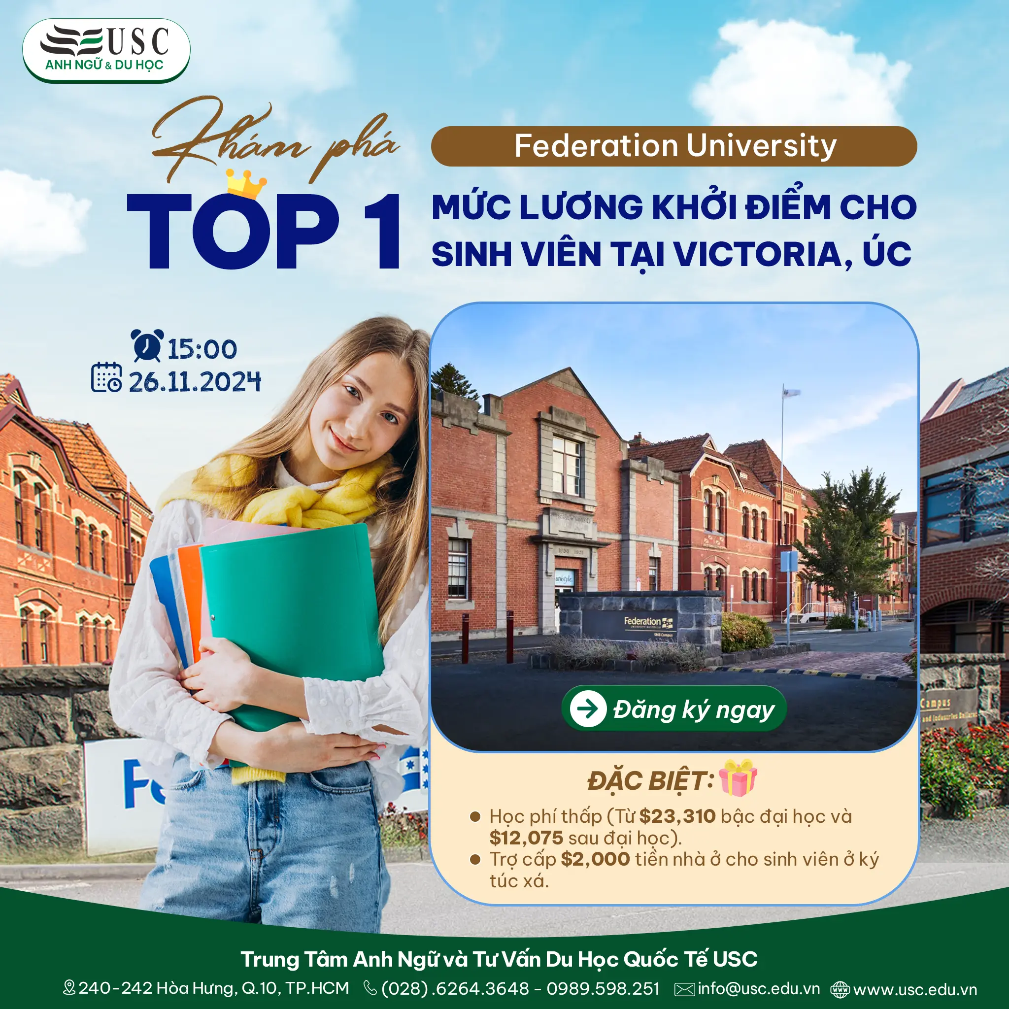 KHÁM PHÁ FEDERATION UNIVERSITY - TOP 1 MỨC LƯƠNG KHỞI ĐIỂM CHO SINH VIÊN TẠI VICTORIA, ÚC