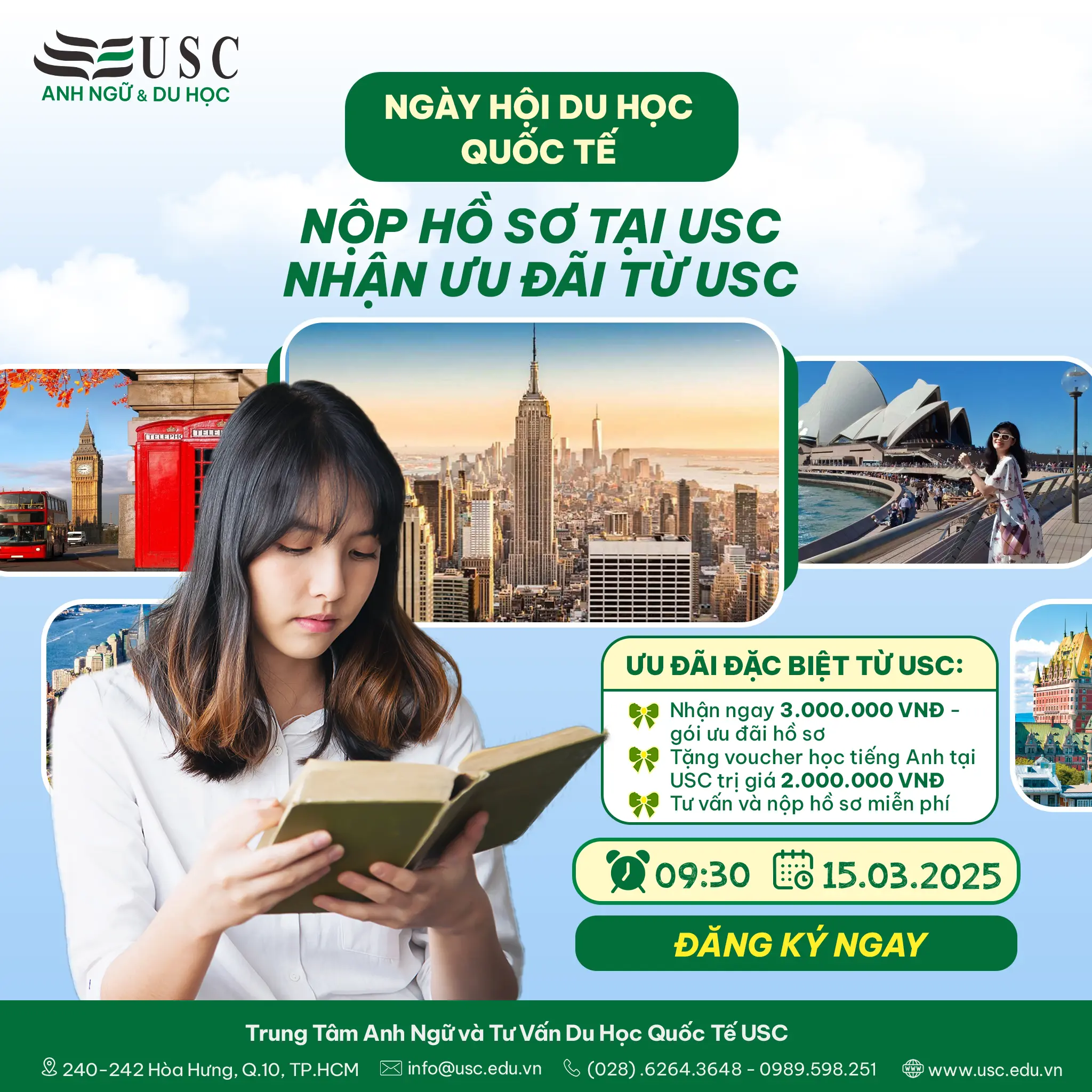 NGÀY HỘI DU HỌC QUỐC TẾ - NỘP HỒ SƠ TẠI USC - NHẬN ƯU ĐÃI TỪ USC!