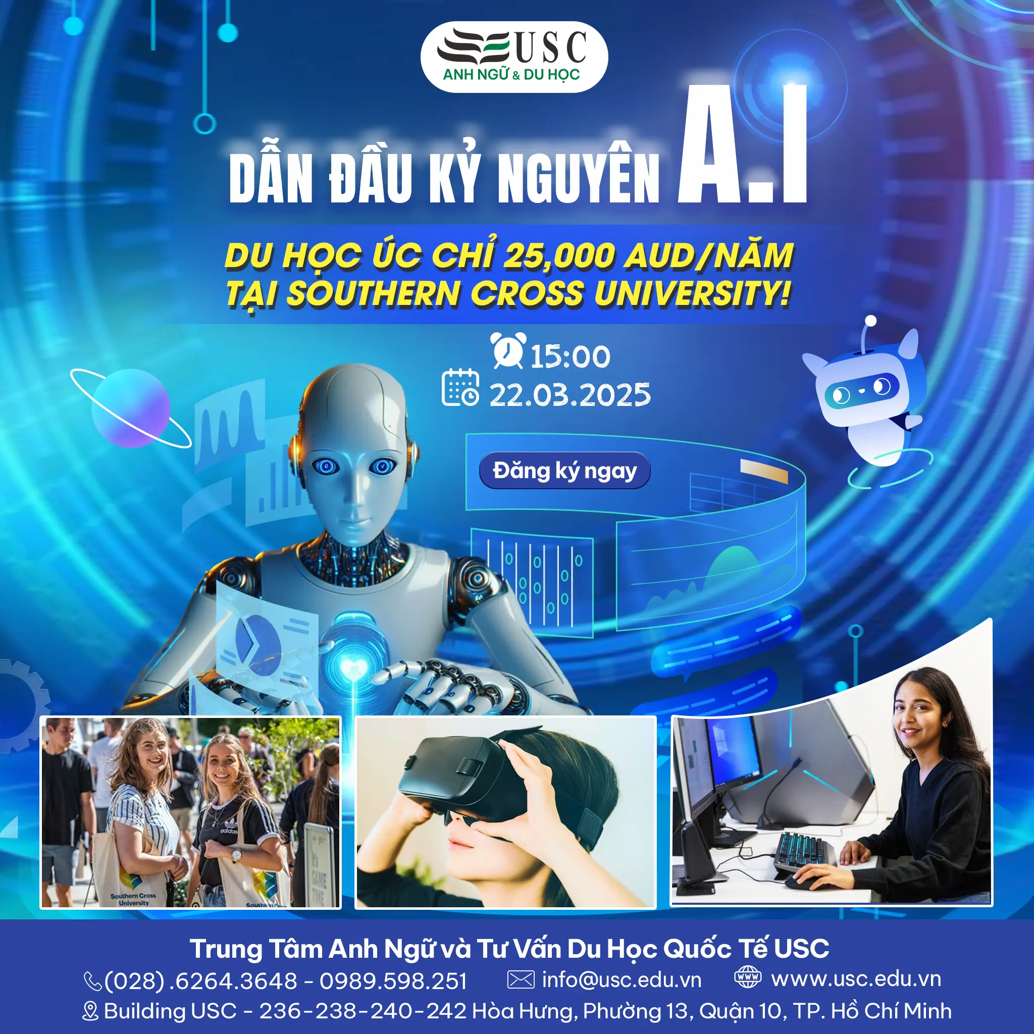 DẪN ĐẦU KỶ NGUYÊN A.I – DU HỌC ÚC CHỈ 25,000 AUD/NĂM TẠI SOUTHERN CROSS UNIVERSITY!